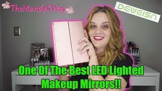 One Of The Best LED Lighted Trifold Makeup Mirrors On The Market DeWeisn Makeup Mirror Close Up [upl. by Barbie548]