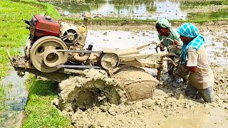 Beautiful power plowing land with two men plowing with power tiller power tiller dailylifejk [upl. by Carolle]