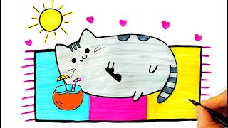 Pusheen Cat Çizimi  Kedi Çizimi  Pusheen Cat Drawing  How To Draw a Pusheen Cat  Cat Drawing [upl. by Aicilaf240]