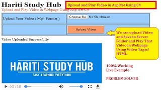 Problem Solved  Upload and Play Videos in Webpage AspNet C  Hindi  Free Online Learning Classes [upl. by Hertha]