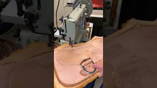 Sewing Thick Saddle Leather sewing brucecheaneyleathercraft Saddle Making leatherwork leather [upl. by Cykana]