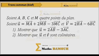 Exercice vecteurs dans le plan Tronc Commun [upl. by Ethbinium]