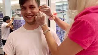 Piercing my boyfriend’s ears at Claire’s [upl. by Harlan]