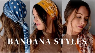 5 Simple Bandana Hairstyles for Summer ♡ [upl. by Orodoet]