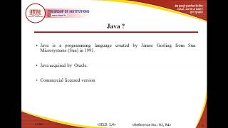 CS 306 JAVA INTRODUCTION OF JAVA BTECH II YEAR [upl. by Aillicec]