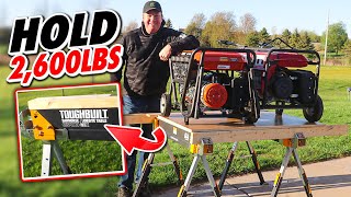 ToughBuilt C700 Sawhorse Jobsite Table Review  Rated For Holding 1300 lbs [upl. by Alcine]