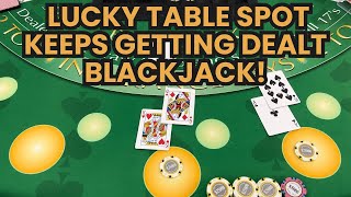 Double Deck Blackjack  400000 Buy In  LUCKY TABLE SPOT KEEPS GETTING DEALT BLACKJACK [upl. by Enyawad]