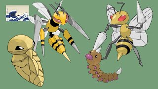 Weedle Evolution Line Drawing Timelapse  Pokémon [upl. by Timrek]