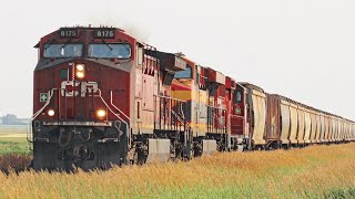 RARE CP Potash train with CP GP20 and UP AC4400CW at rear near Duval SK on the Lanigan sub [upl. by Anasiul]