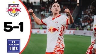 RB Salzburg Vs BlauWeiß Linz 51 All Goals Results Extended Highlights amp Analysis [upl. by Arodoet292]