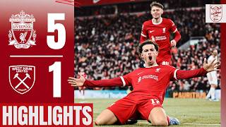 Szoboszlai Stunner Salah Gakpo amp Curtis Jones Solo Goal  Liverpool 51 West Ham  Highlights [upl. by Marvella339]