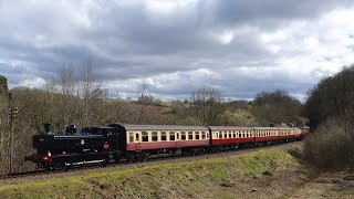 Pannier Tank 7714 on the Severn Valley Railway 25032023 [upl. by Larimer]