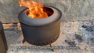 smokeless firepitwood pellets burning stovewood burning smokeless stove [upl. by Cormier]