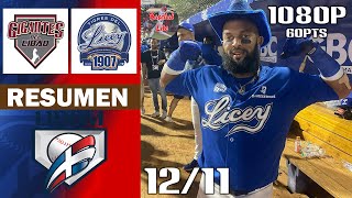 Resumen  Tigres del Lice vs Gigantes del Cibao  Serie Regular Lidom 20242025 12112024 [upl. by Meuse359]