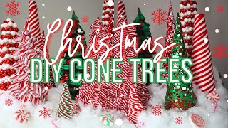 Christmas 🎄 DIY Cone Trees Using Glitter Ribbon Yarn amp More  DIY Christmas Decor 🎅🏻 [upl. by Kruter]