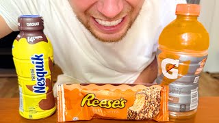 ASMR MUKBANG EATING FOOD CHOCOLATE ICE CREAM REESES N NESQUIK [upl. by Oiril123]