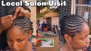 Local Salon Visit  getting a SIMPLE PROTECTIVE STYLE for my short natural hair [upl. by Deroo]