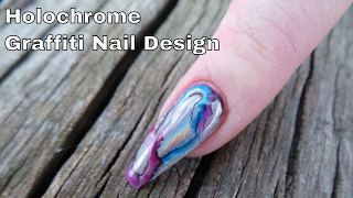 Holographic Chrome Graffiti Nail With Gel Polish [upl. by Cissie192]