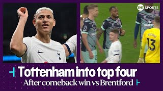 🎯 Tottenham move into the top four after badtempered Premier League clash with Brentford [upl. by Kcim602]