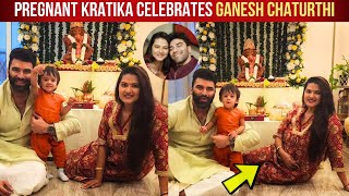 2nd Time Pregnant Kratika Sengar Celebrates Ganesh Chaturthi With Daughter Devika amp Husband Nikitin [upl. by Nnylirak464]