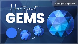 How To Paint Gems the easy way• 30 Days Of Digital Art 2022 [upl. by Iey528]