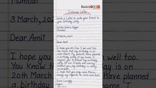 Informal letter  Write a letter to invite your friend to your birthday party  Invitation letter [upl. by Agnot62]