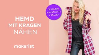 Kragen amp Manschette an Hemd nähen  makerist easy DIY [upl. by Anaeli]