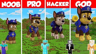 Chase Paw Patrol Build Battle Challenge  Noob vs Pro vs Hacker vs God  Minecraft Animation [upl. by Welcome]