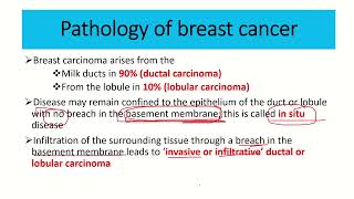 Carcinoma of the breast epidemiology  pathology  spread of breast carcinoma [upl. by Tabshey828]