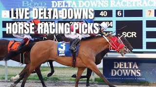 Live Delta Downs Horse Racing Picks [upl. by Anelam]