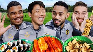 Wolves Players try Korean Street Food for the first time Ft Hwang Hee Chan [upl. by Eenalem216]