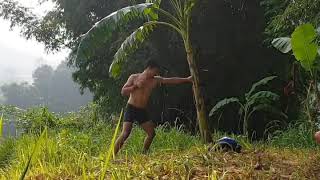 MuayThai shin conditioning in Banana Tree [upl. by Ern]