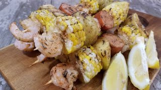 Shrimp Boil Kabobs Recipe AWESOME BBQ Kabobs [upl. by Ativak]