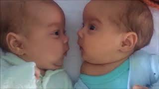 first time meeting super cute baby twins communicating talking soon after birth [upl. by Barbie]