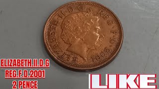 ElizabethIIDG REG FD2001 2 Pence Rare Coin youtubeshorts ytshorts [upl. by Pammy]