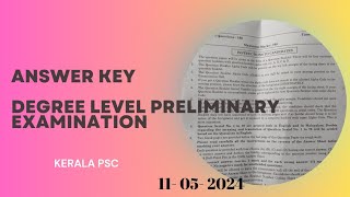 Todays Exam answer key  110524 panchayath secretary Degree level prelims kerala psc answer key [upl. by Nyleikcaj]