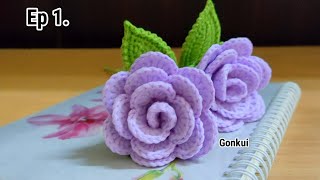 Ep1 Petals🌹Easy Crochet Rose Light Purple Flower Tutorial  Crochet Flower Bouquet crochetflower [upl. by Petta]