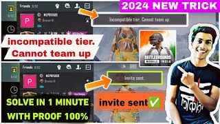 incompatible tier cannot team up bgmi 2024  bgmi incompatible tier cannot team up  invite not sent [upl. by Chitkara]