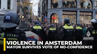 Violence in Amsterdam Mayor survives vote of noconfidence [upl. by Rentschler]