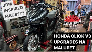 HONDA CLICK V3 MALUPITANG UPGRADES  RCB ACCESSORIES  LEVEINGER MAGS 10 SPOKES GLASS SILVER [upl. by Odracer]