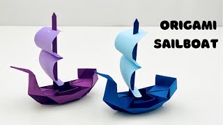 EASY ORIGAMI SAILBOAT  HOW TO MAKE PAPER SHIP  PAPER CRAFT  HOME DECORE  3D PAPER BOAT  ORIGAMI [upl. by Ahsekar]