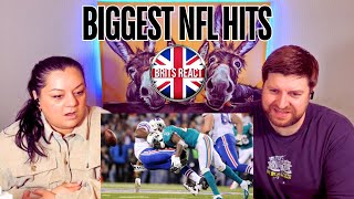 BRITS REACT  Biggest NFL Hits  BLIND REACTION [upl. by Acinelav556]