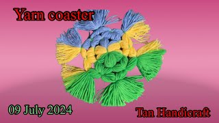 Tutorial ke 1621  Diy Yarn Coaster for beginner [upl. by Ecinom]