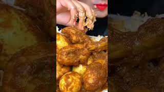 Chicken leg piece and rice mukbang asmreating maltispicelove youtubeshorts shorts ytshorts [upl. by Anelej]