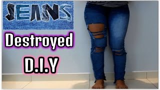 DIY Customização de calça MEGA fácil  Jeans Destroyed como rasgar em casa [upl. by Ayaj]