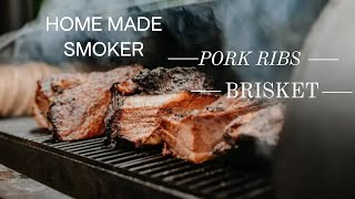 Home made smoker  pork ribs  brisket [upl. by Frymire]