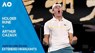 Holger Rune v Arthur Cazaux Extended Highlights  Australian Open 2024 Second Round [upl. by Piwowar715]