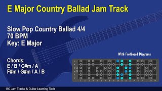 E Major Slow Country Ballad Jam Backing Track 70 BPM [upl. by Maxy941]