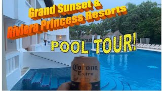 Pool tour at the Grand Sunset and Riviera Princess resorts 2SunBums [upl. by Auhsej]