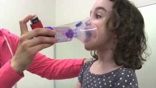 Longwood Pediatrics demonstrates how to use an Inhaler with a Spacer and Mask [upl. by Asiilanna]